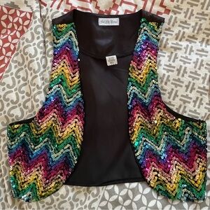 Vintage rainbow sequined women’s M/L Disco  est